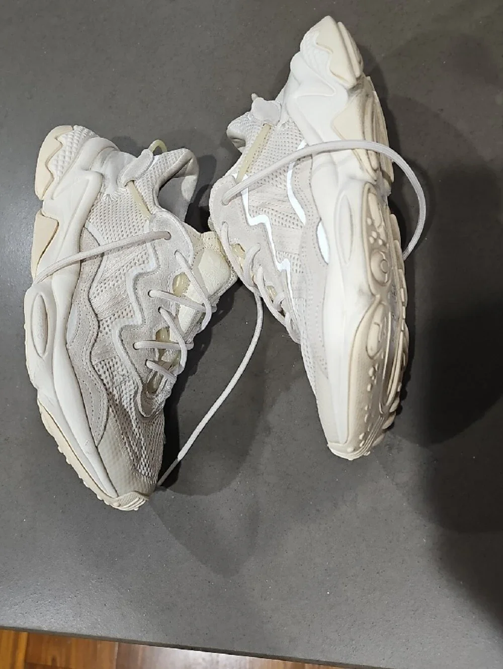 adidas Ozweego Cream White Mesh Athletic Sneakers